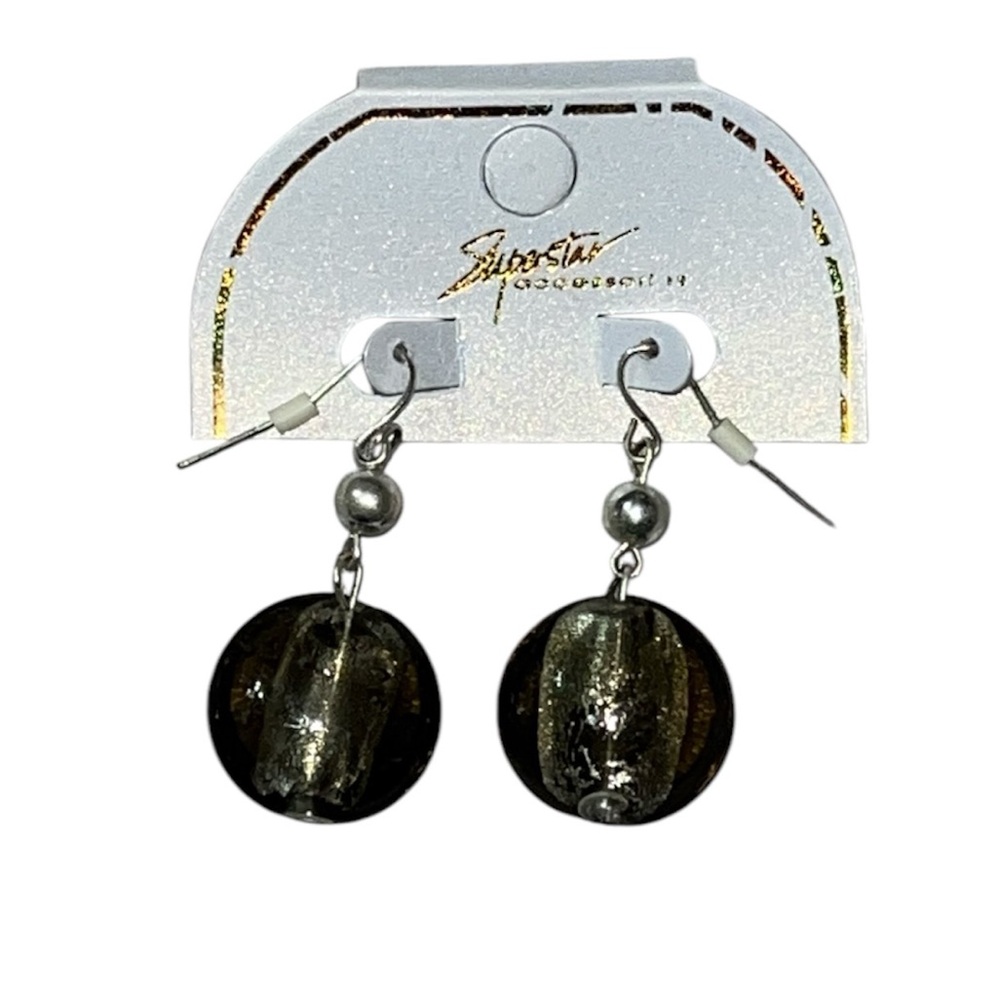 Silver Round Drop Dangle Earrings